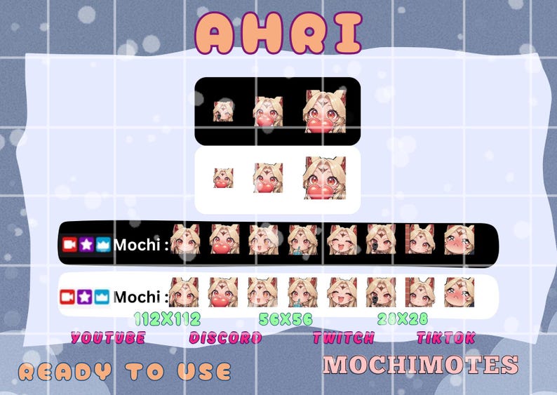League of Legends Immortalized Ahri Emote Set | Cute Lol Ahri Twitch ...