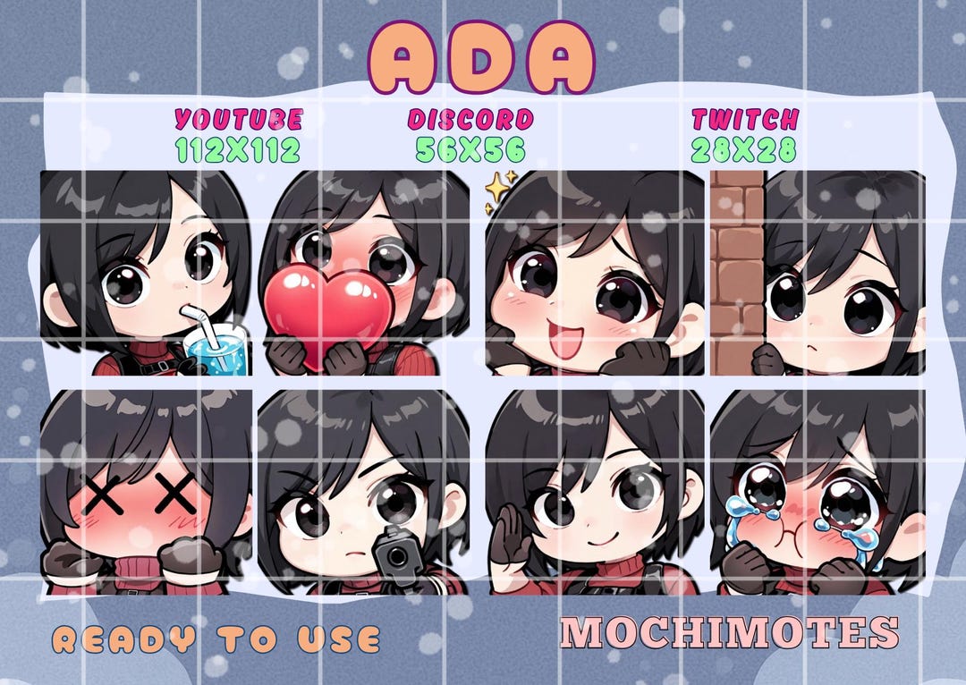 Resident Evil Ada Emote Set | Cute RE Ada Wong Twitch & Discord Emotes ...