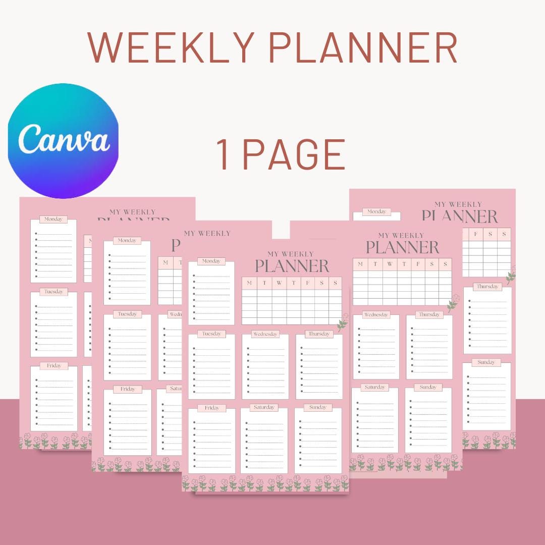 Editable Canva Weekly Planner Printable & Fillable PDF | Weekly ...