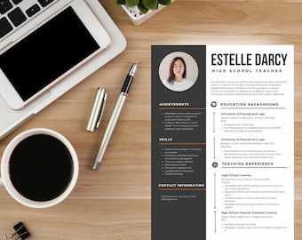 Teacher Resume Template: Modern CV Design for Canva (Digital Download)