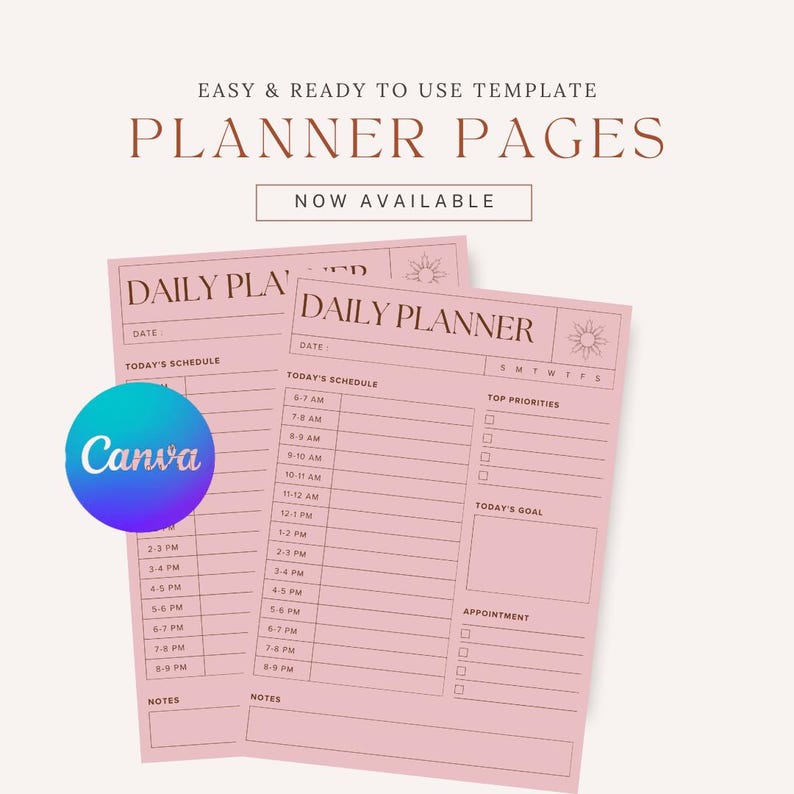 Editable Canva Daily Planner Printable & Fillable PDF | Daily Schedule ...