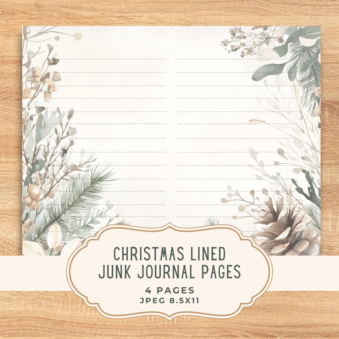 Christmas Lined Junk Journal Pages | Digital Paper | Christmas ...