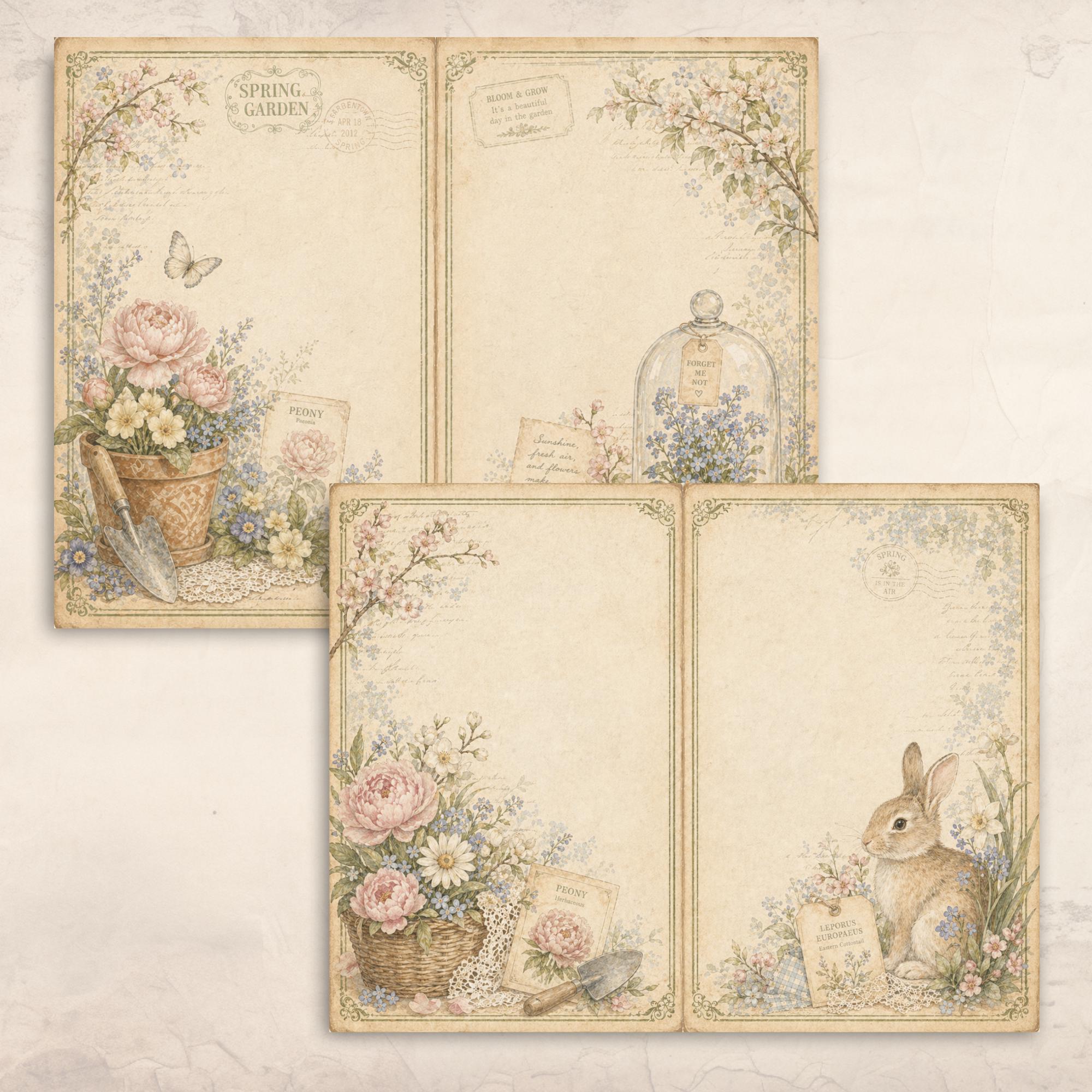 Vintage Garden Junk Journal Kit, Floral Printable Pages, Ephemera ...