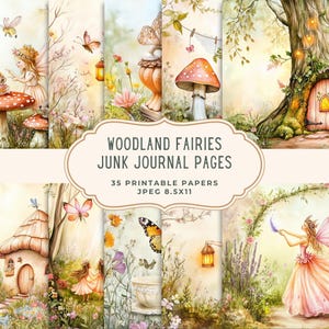 Woodland Fairies Junk Journal Pages | Spring Forest Digital Paper | Cottagecore Scrapbooking Kit | Printable Floral Butterfly Ephemera Pack
