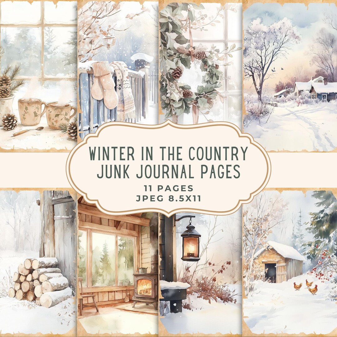Winter in the Country Junk Journal Pages | Snowy Farmhouse Digital ...