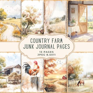 Kit de diário de fazenda rústica | Papel digital de fazenda | Conjunto de scrapbooking de natureza | Imprimível Cottagecore | Páginas de diário de fazenda rústica