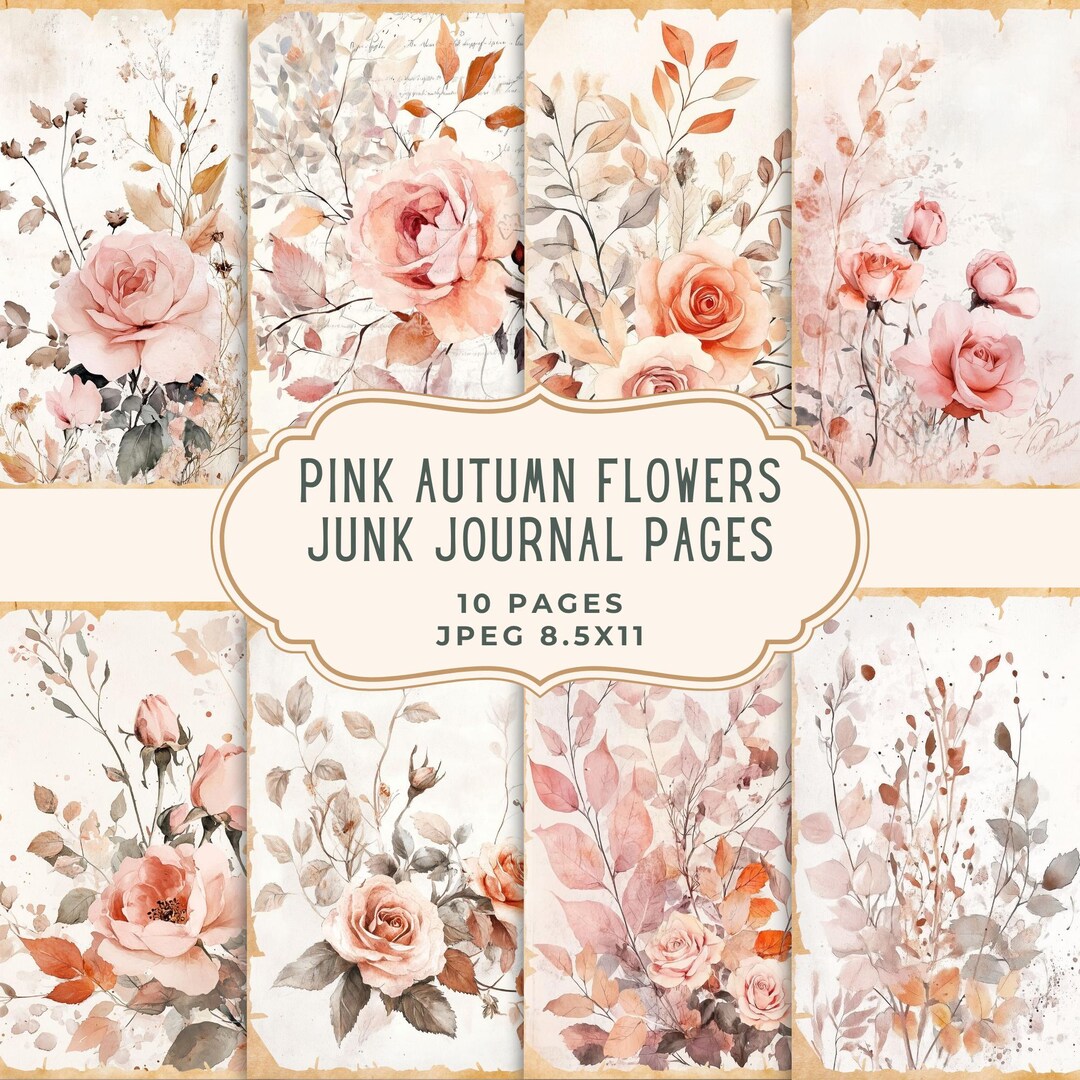 Autumn Floral Junk Journal Kit, Fall Vintage Printable Pages ...