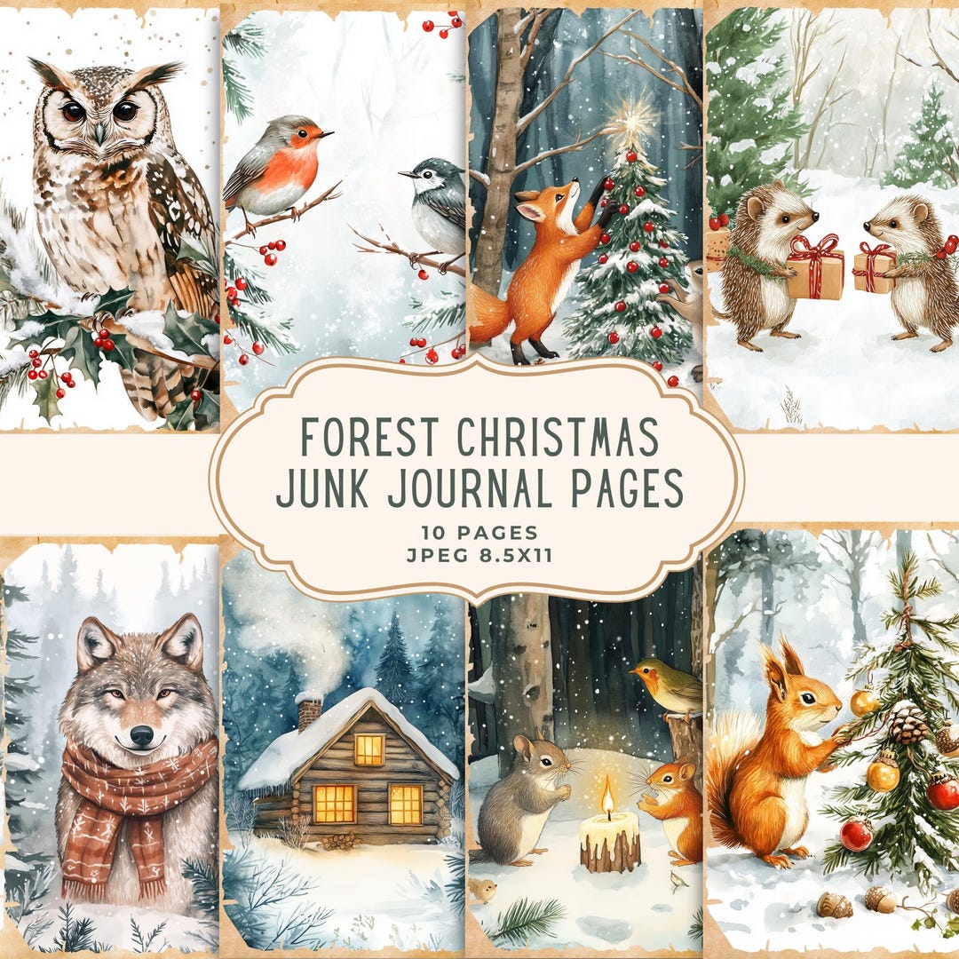 Forest Christmas Junk Journal Pages | Digital Paper | Christmas ...