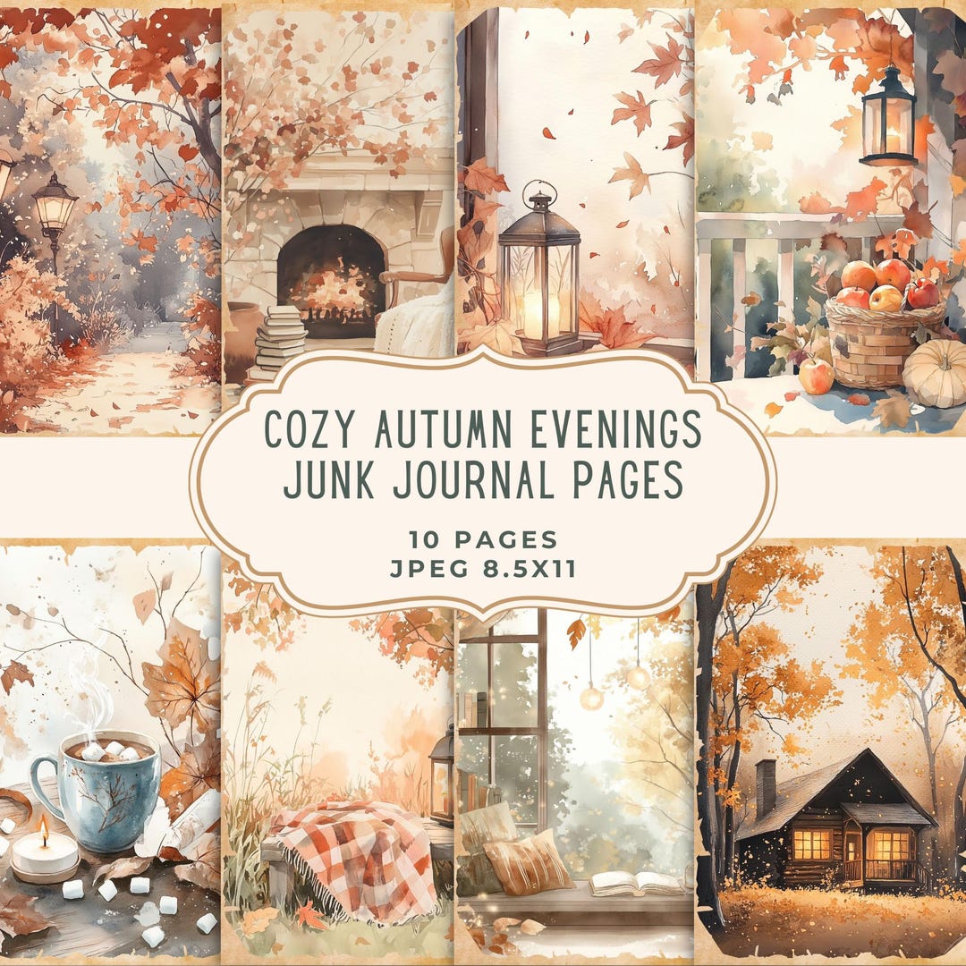 Cozy Autumn Evenings Junk Journal Kit, Fall Printable Pages ...