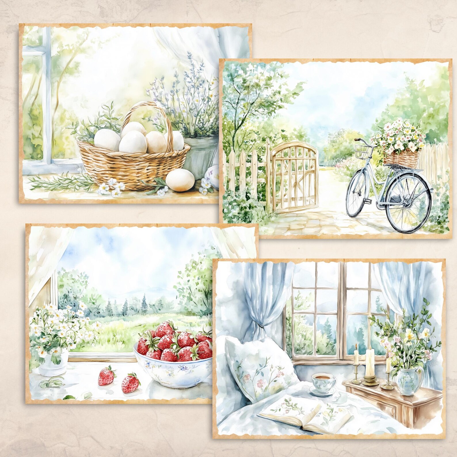 Summer Cottage Junk Journal Pages | Cottagecore Digital Paper ...