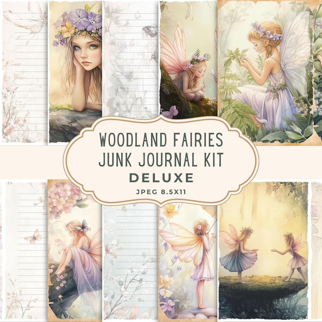 Woodland Fairies Junk Journal Kit | Pastel Floral Fairy Digital Paper ...