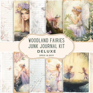 Woodland Fairies Junk Journal Kit | Pastel Floral Fairy Digital Paper | Watercolor Forest | Scrapbooking Ephemera | Printable Journal Pages