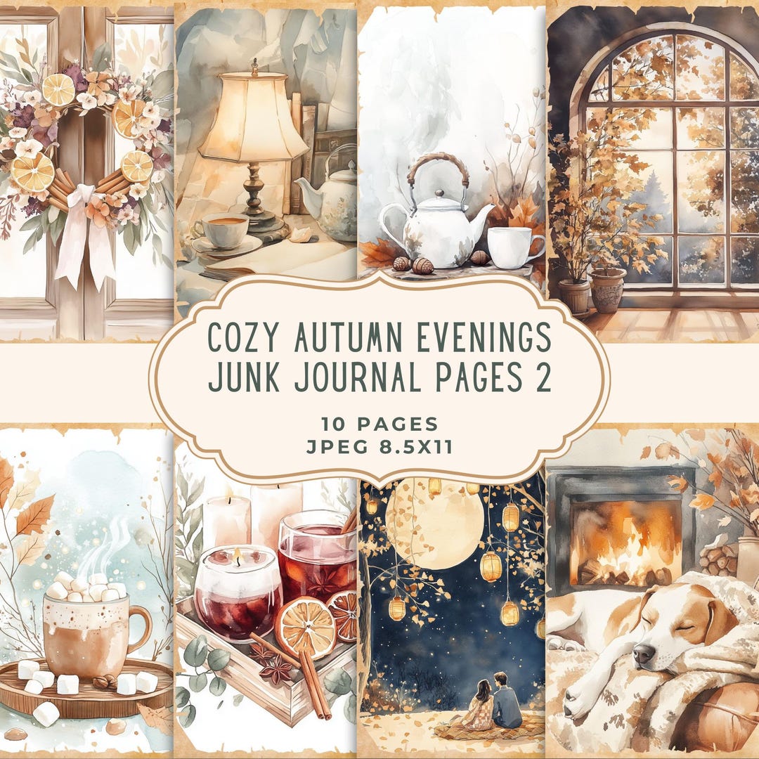 Cozy Autumn Junk Journal Kit, Printable Pages, Fall Scrapbooking Kit ...