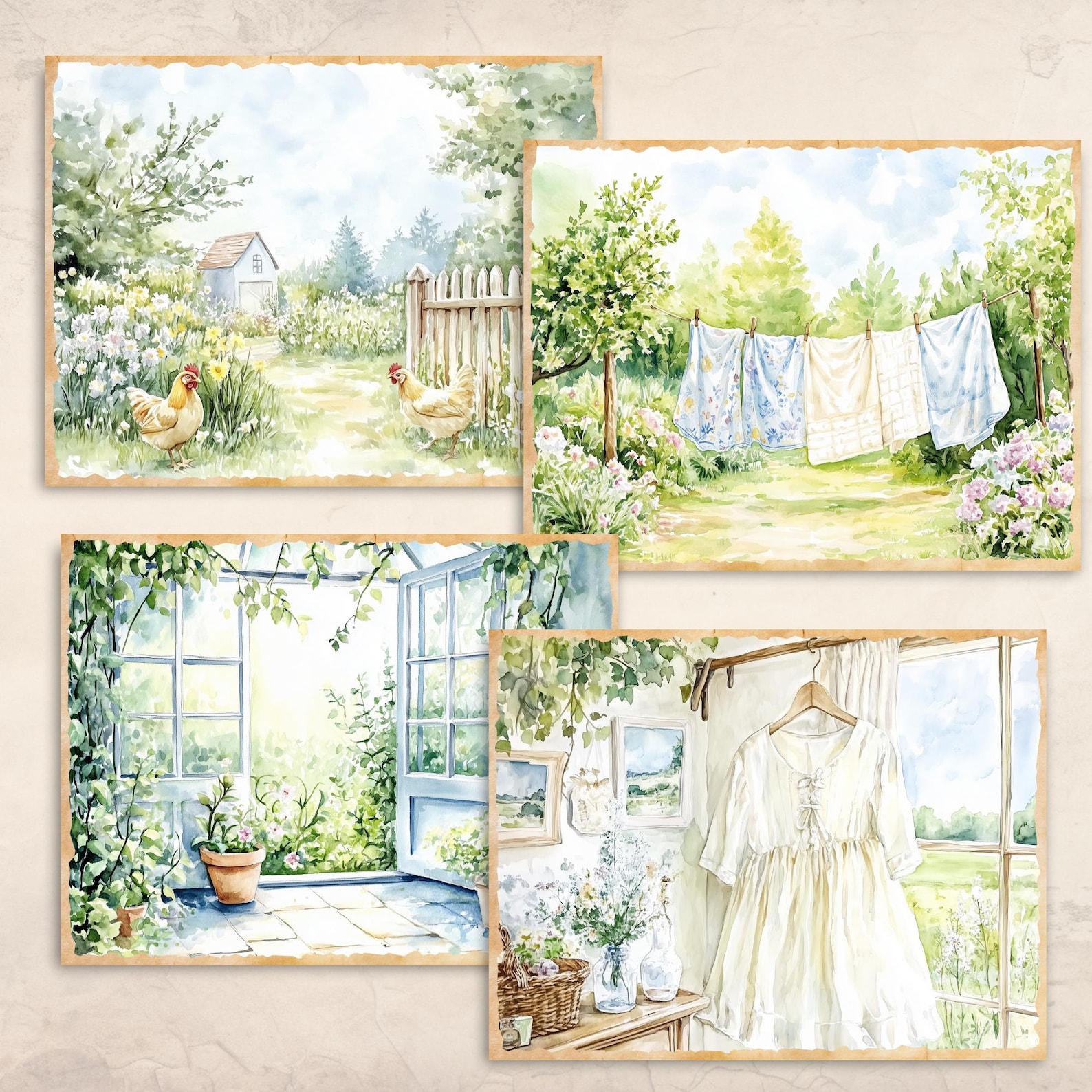 Summer Cottage Junk Journal Pages | Cottagecore Digital Paper ...