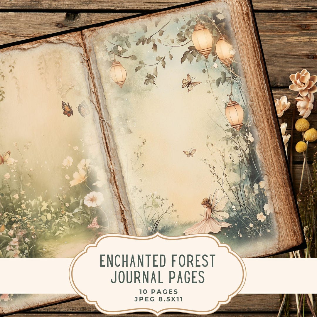 Enchanted Forest Junk Journal Kit, Woodland Scrapbooking Set, Floral ...