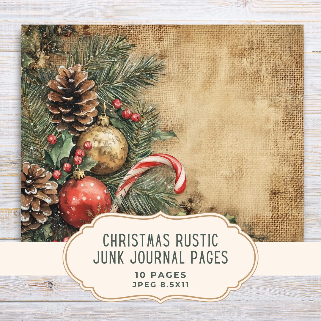 Christmas Rustic Junk Journal Pages | Christmas Scrapbooking Kit ...