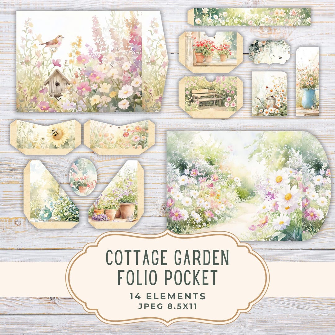 Cottage Garden Spring Folio Kit Junk Journal, Floral Printable Pages ...