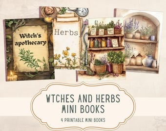 Printable Dollhouse Mini Book, Witches, Herbs, Apothecary, Junk Journal Paper, Craft Activity, Printable Ephemera, Digital Download