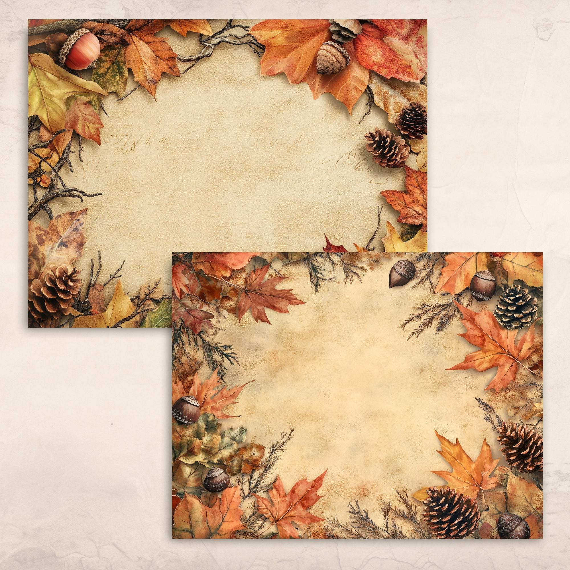 Junk Journal Kit Vintage Autumn Border, Fall Printable Pages ...