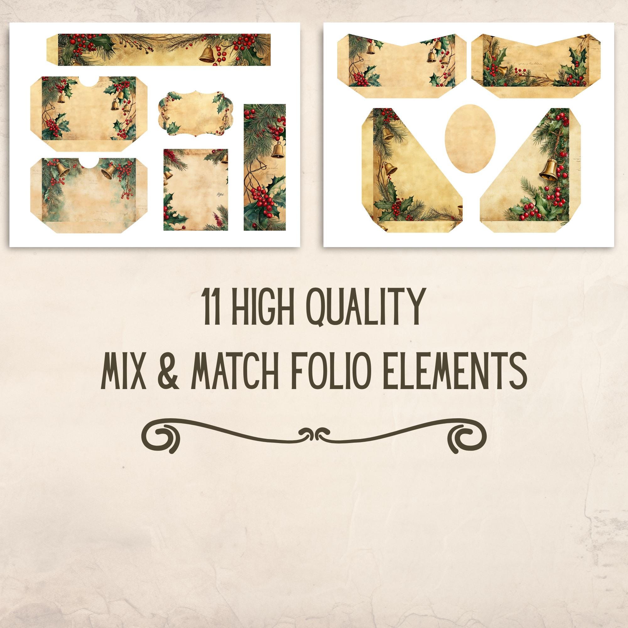 Folio Kit Vintage Christmas Junk Journal, Holiday Printable Pages ...