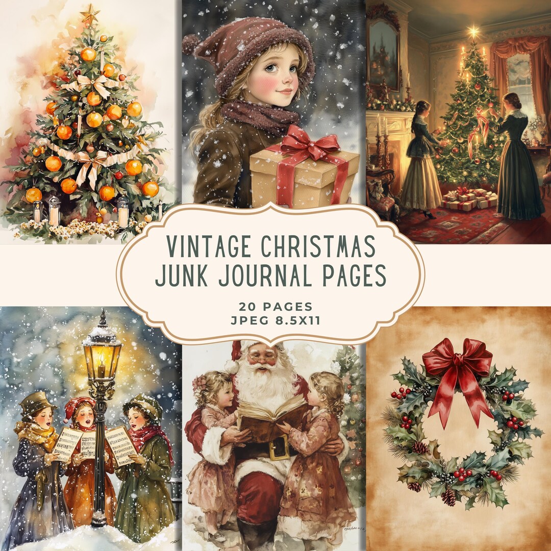 Vintage Christmas Junk Journal Pages | Digital Paper | Christmas ...