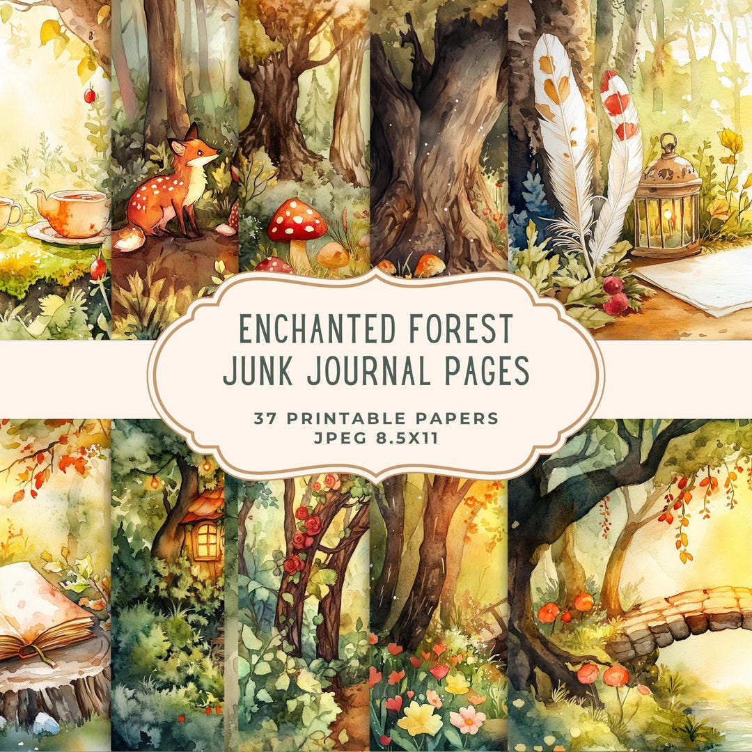 Enchanted Forest Junk Journal Kit, Woodland Printable Pages, Spring ...