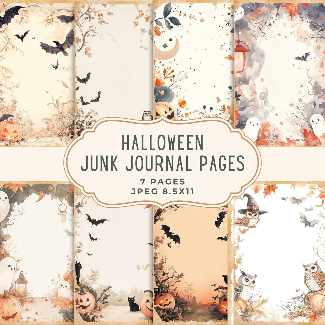 Halloween Junk Journal Pages | Halloween Printable Digital Paper | Fall ...