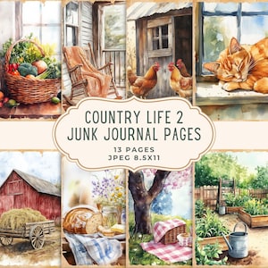 Landleben Junk Journal Kit | Bauernhaus Digitales Papier | Natur Scrapbooking Set | Cottagecore Printable | Cottage Farm Junk Journal Seiten