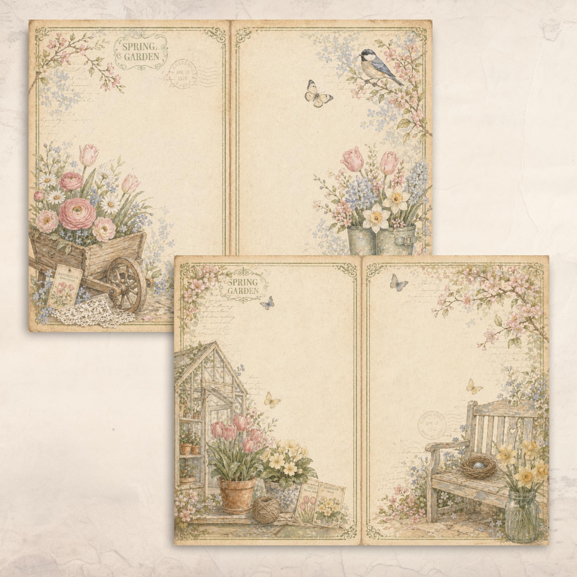 Vintage Garden Junk Journal Kit, Floral Printable Pages, Ephemera ...