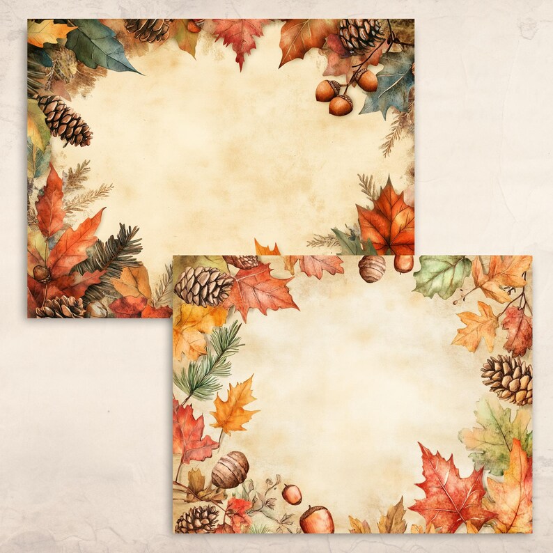 Junk Journal Kit Vintage Autumn Border, Fall Printable Pages ...