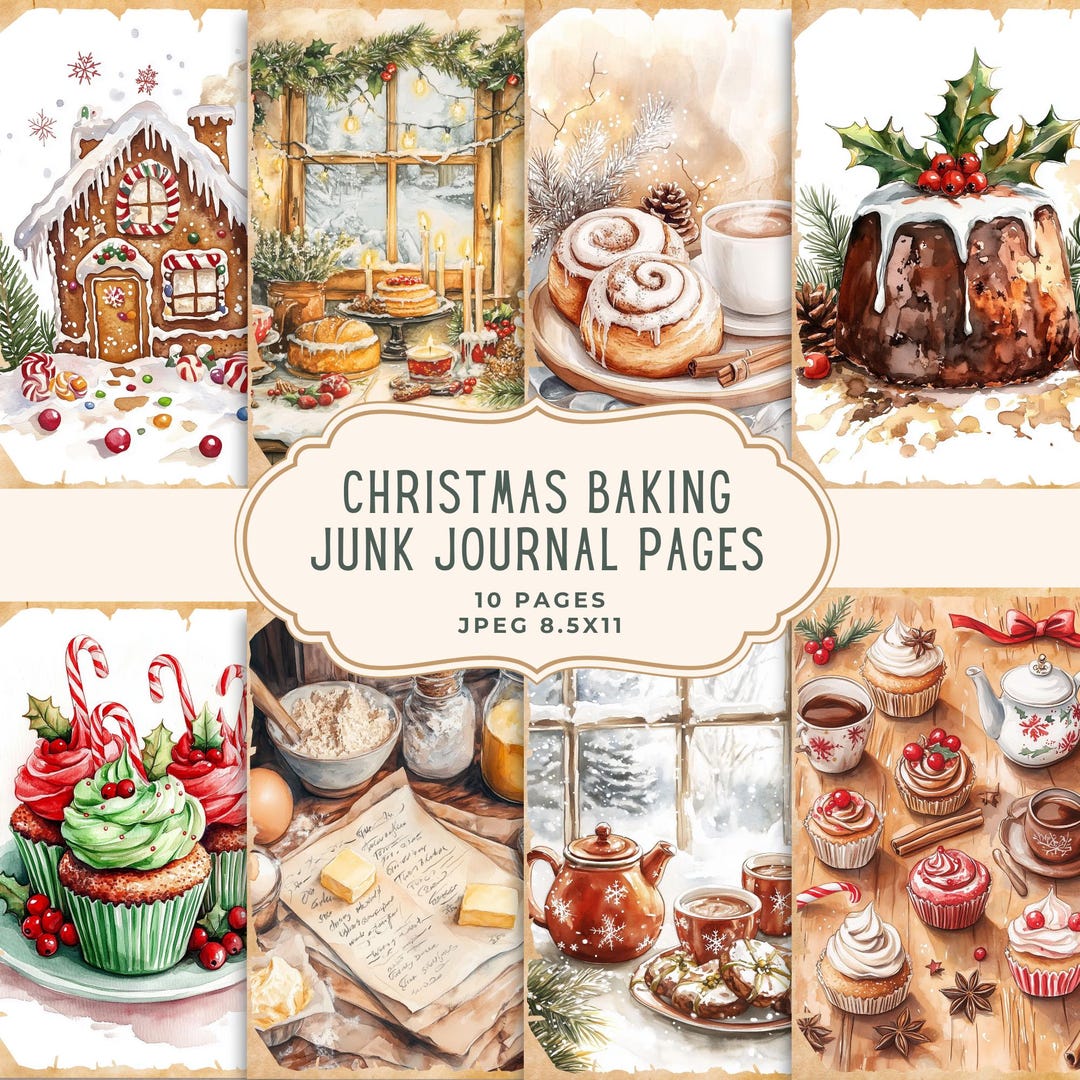 Christmas Baking Junk Journal Kit, Printable Pages, Holidays ...