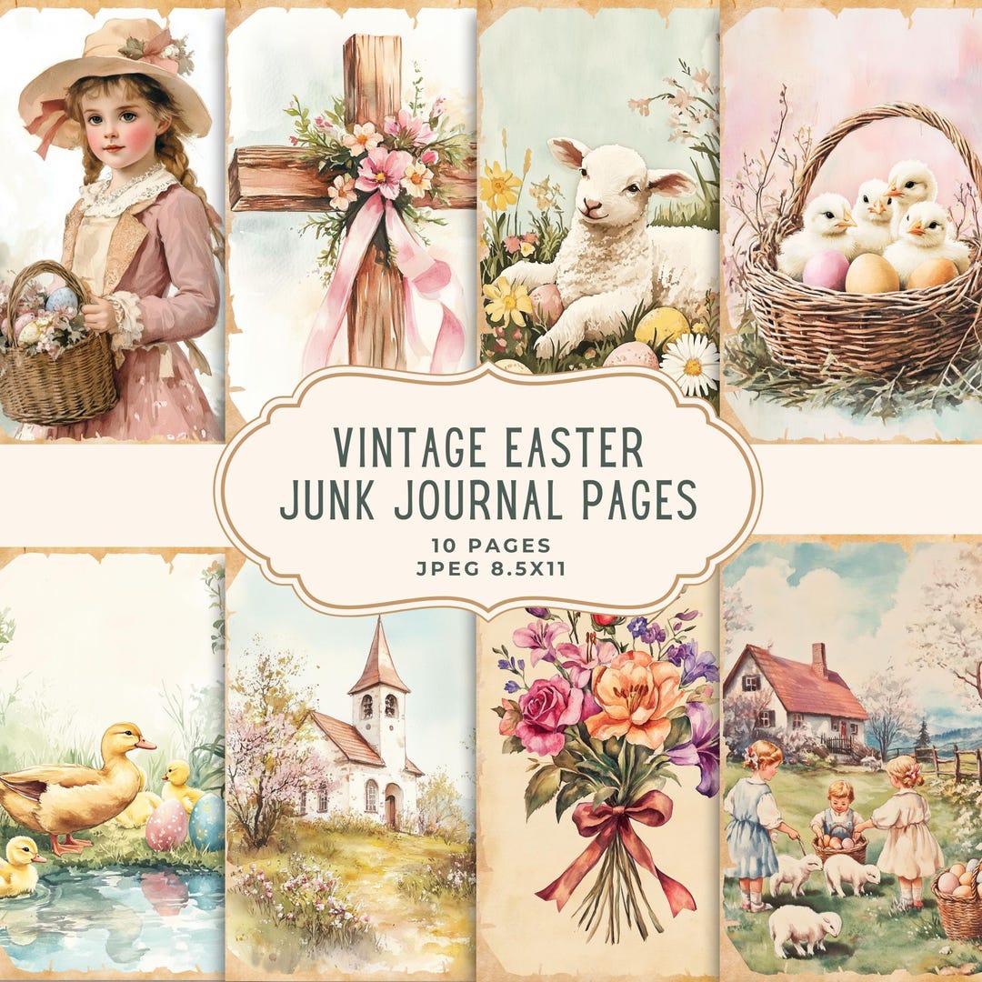 Vintage Easter Junk Journal Kit, Spring Scrapbooking Set, Bunny ...