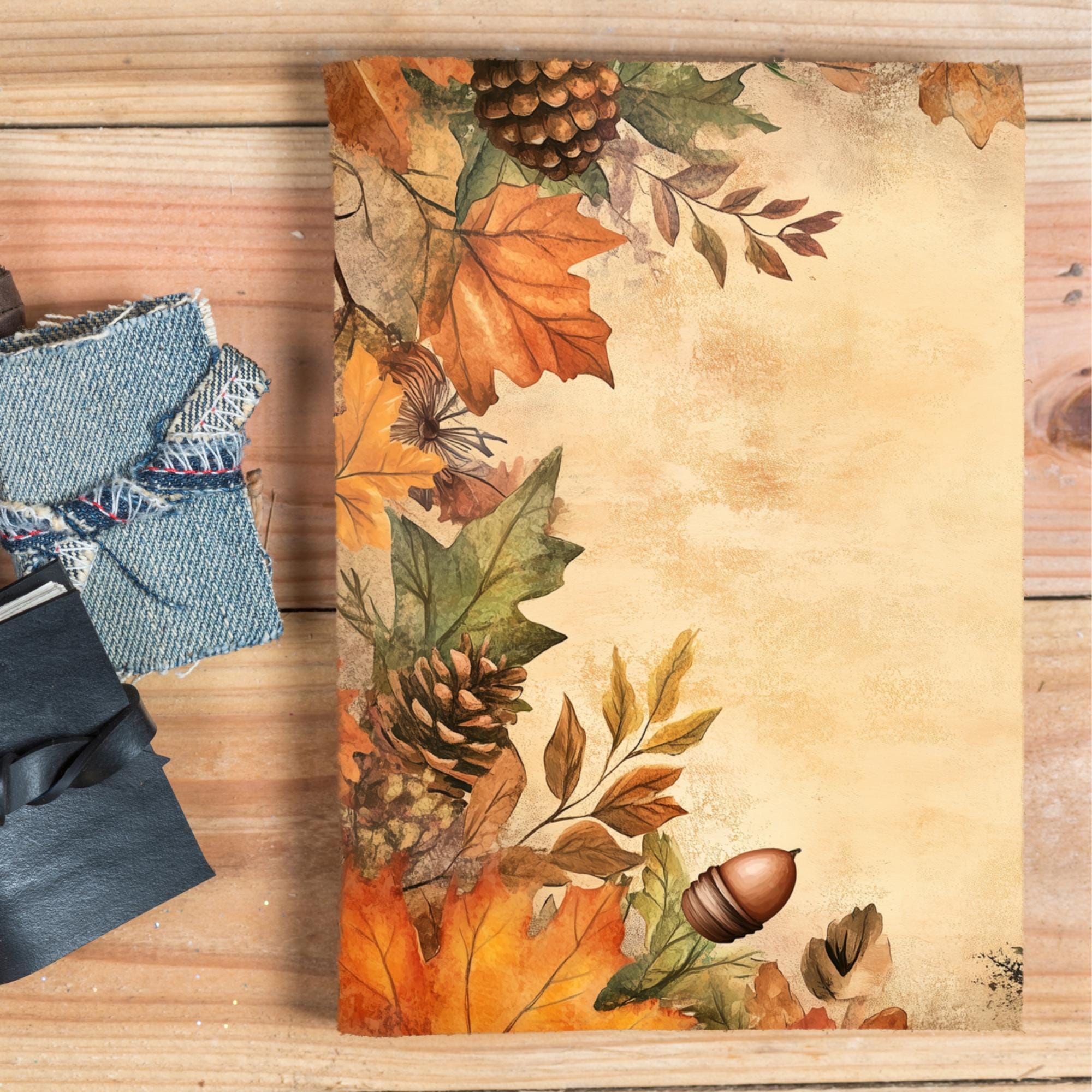 Junk Journal Kit Vintage Autumn Border, Fall Printable Pages ...
