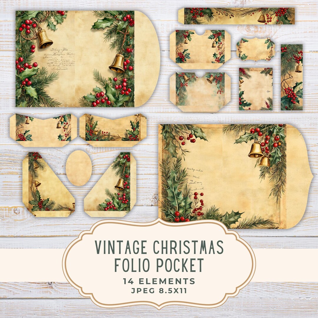 Folio Kit Vintage Christmas Junk Journal, Holiday Printable Pages ...