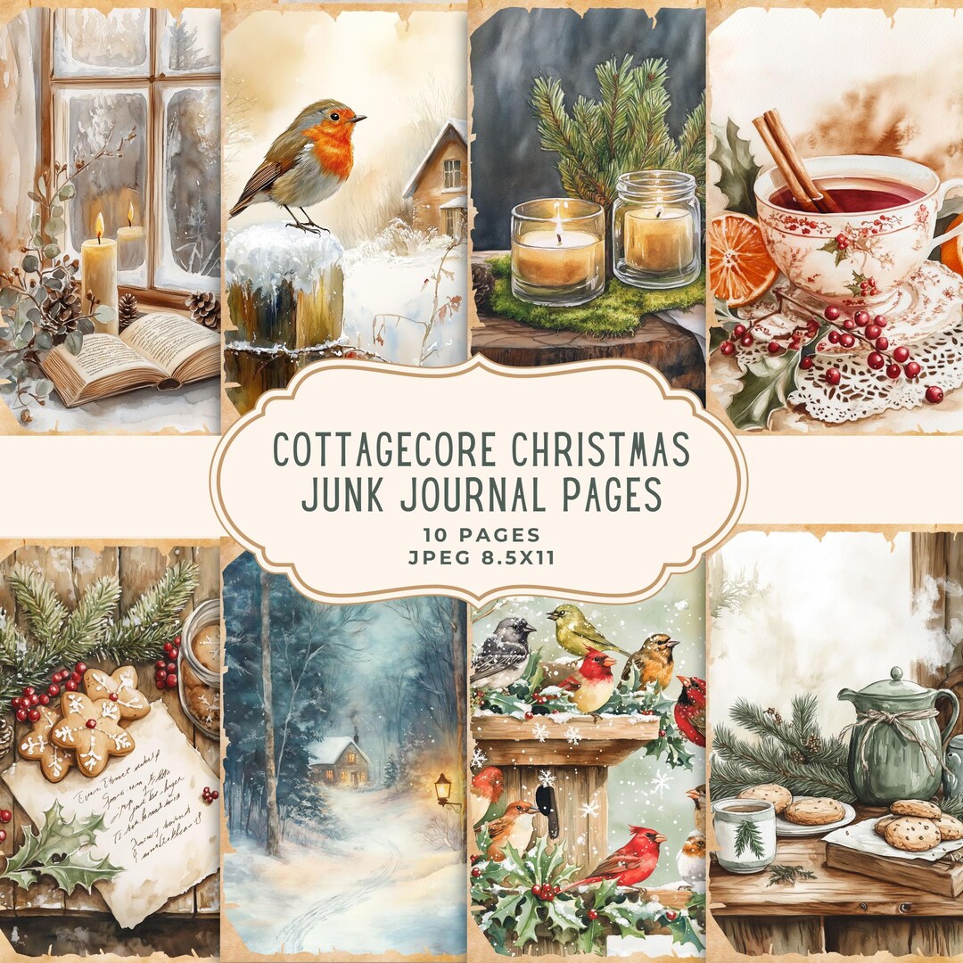 Cottagecore Christmas Junk Journal Kit, Printable Pages, Holiday ...