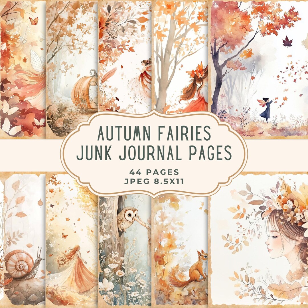 Autumn Fairies Junk Journal Kit | Fall Woodland Fairy Digital Paper ...