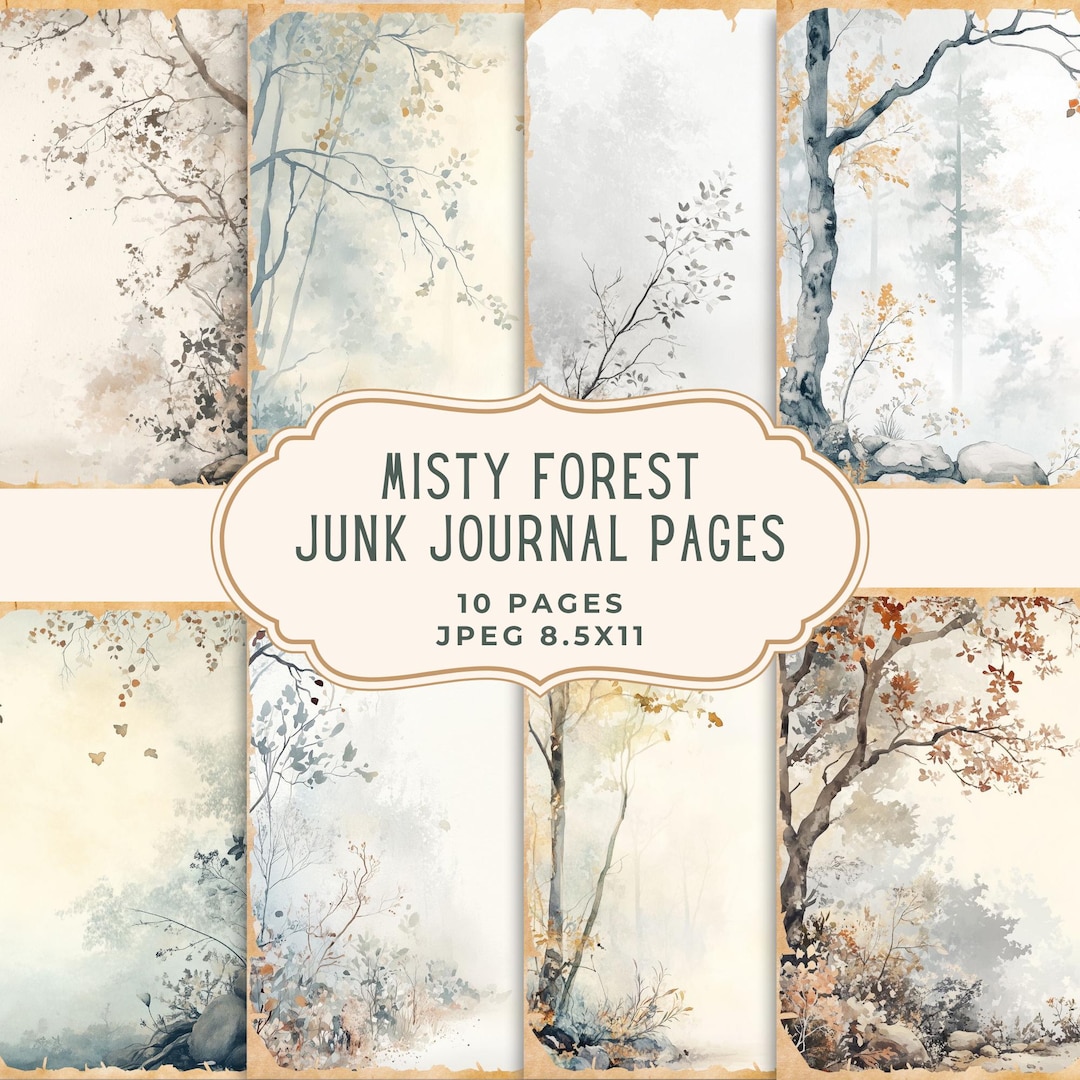 Misty Forest Junk Journal Pages | Vintage Woodland Digital Paper ...