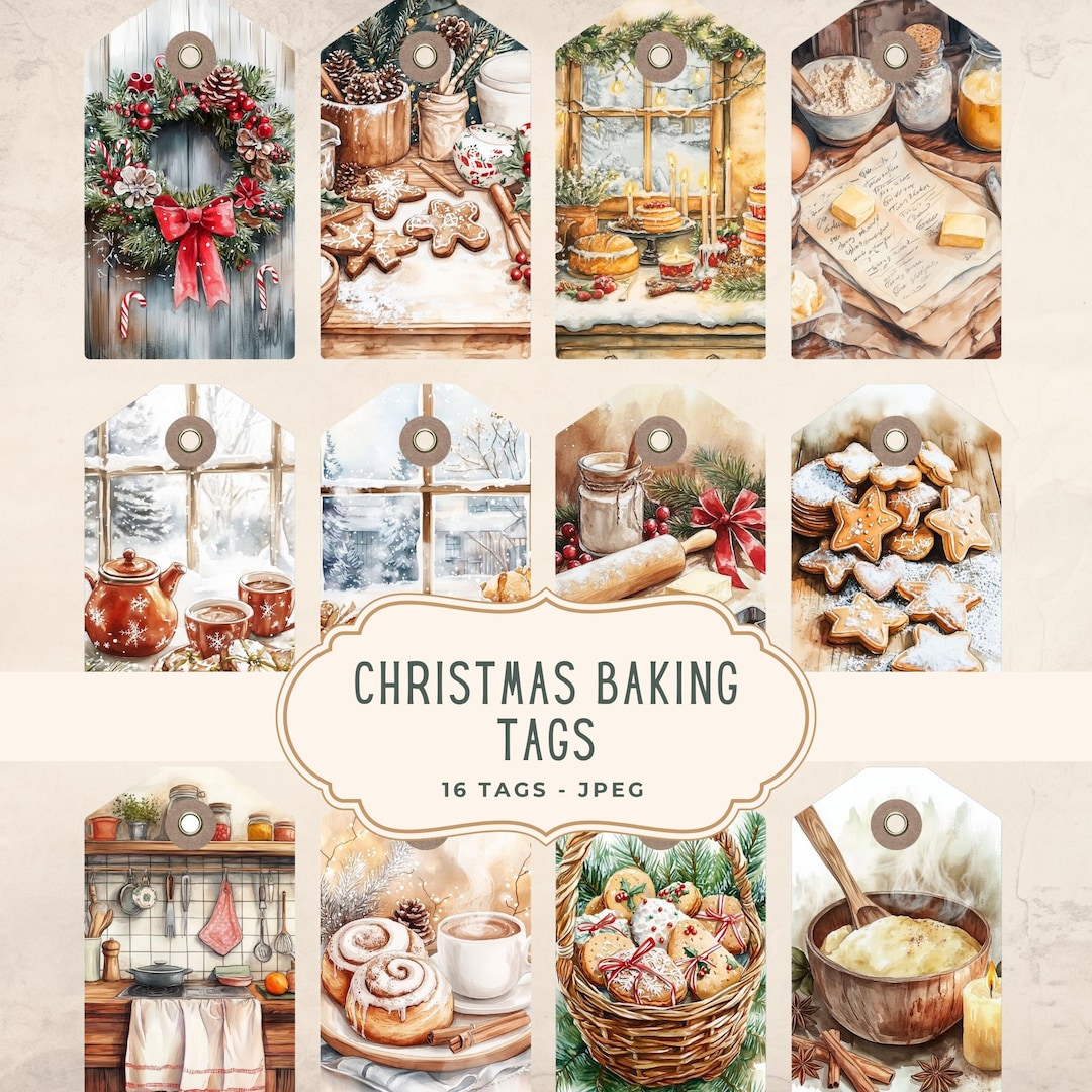 Christmas Baking Tags, Junk Journal Kit, Printable Pages, Scrapbooking ...