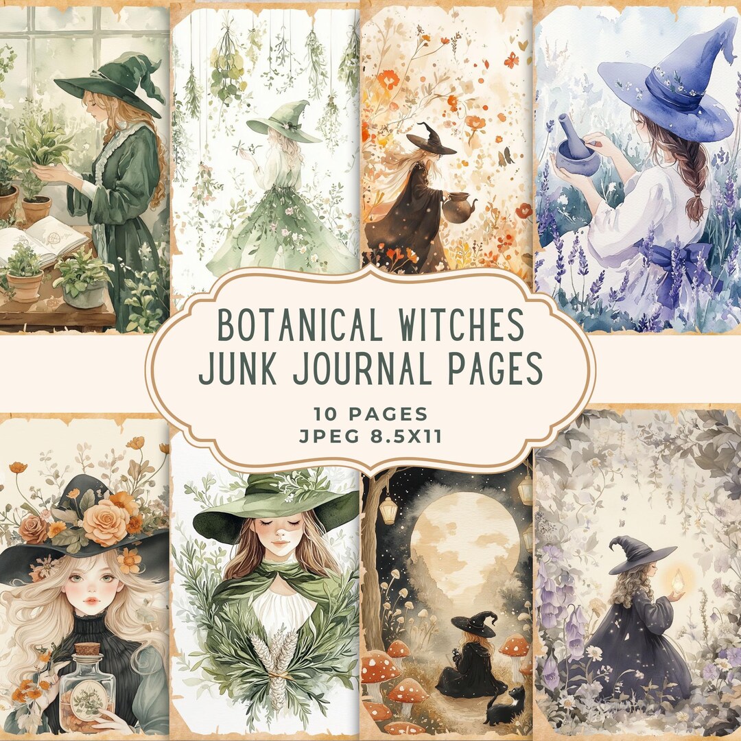 Botanical Witches Junk Journal Kit, Floral Printable Pages, Witchcraft ...