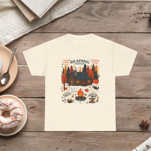 Cozy Reading Retreat T-Shirt | Autumn Book Lover Tee | Fall Aesthetic Shirt for Readers | Comfy Bookish Gift for Her/Him