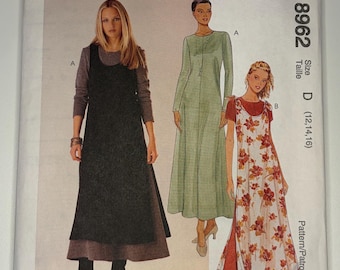 1990s Women’s Dress and Overdress - McCall's 8962 - UNCUT - Sizes 12,14,16