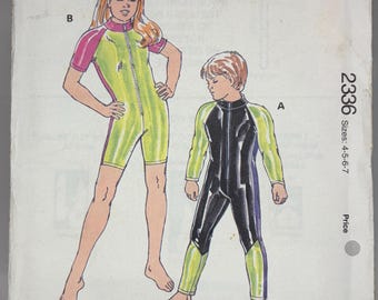 Kwik Sew 2336, Boys' and Girls' Wetsuits Sewing Pattern, Uncut/FF, Children's Size 4 5 6 7