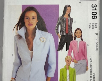Y2K Women's Lined Jackets - McCall's 3106 - UNCUT - Size 16,18,20