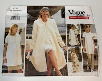 1990s Vogue Women’s Maternity Dresses, Top, Skirt and Pants - Vogue 1757 - UNCUT - Size 18-20-22
