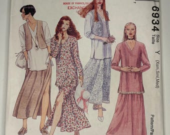 1990s Women’s Top, Vest and Skirt - McCall's 6934 - UNCUT - Sizes XS, S, M