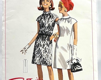 1960年代の女性用ドレスの縫製パターン - Butterick 4549 - 未カット - サイズ12、バスト32