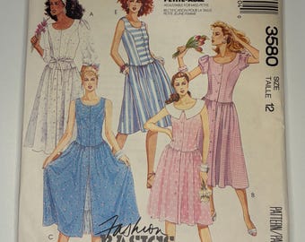 1980s Women’s Dress - McCall's 3580  - UNCUT - Size 12