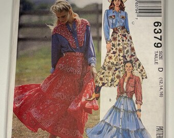 1990s Women’s Shirt, Skirt and Belt - McCall's 6379 - UNCUT - Sizes 12,14,16