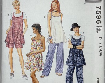 1990s Women’s Tank Tops, Shirt, Shorts and Pants McCall's 7596 - UNCUT - Sizes 12,14,16