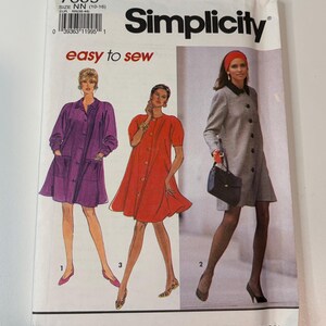 1990s Women's Dress - Simplicity 7609 - UNCUT - Sizes 10-16